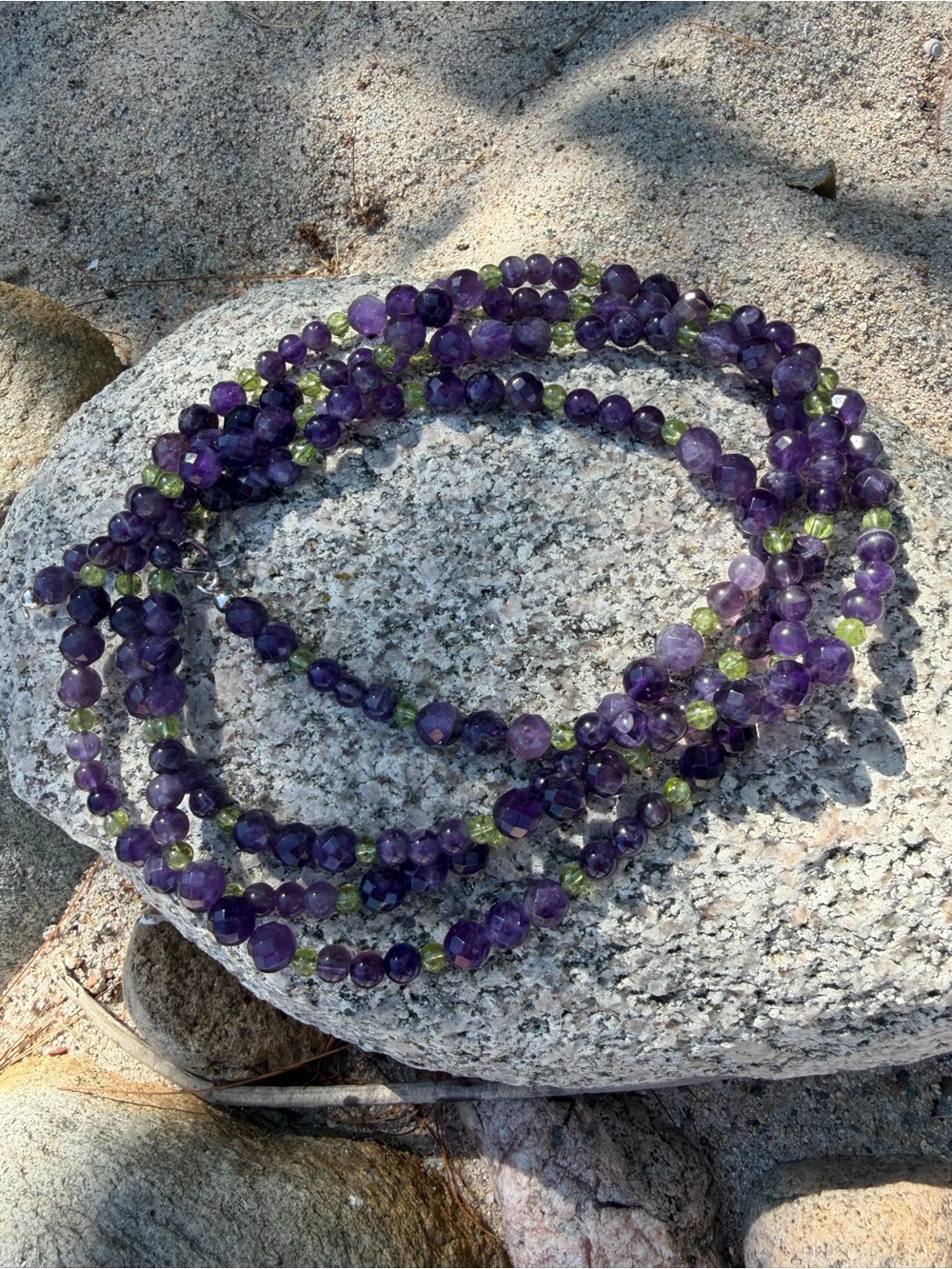 Jay King Amethyst, Peridot, Sterling 60 inch Necklace. (271)